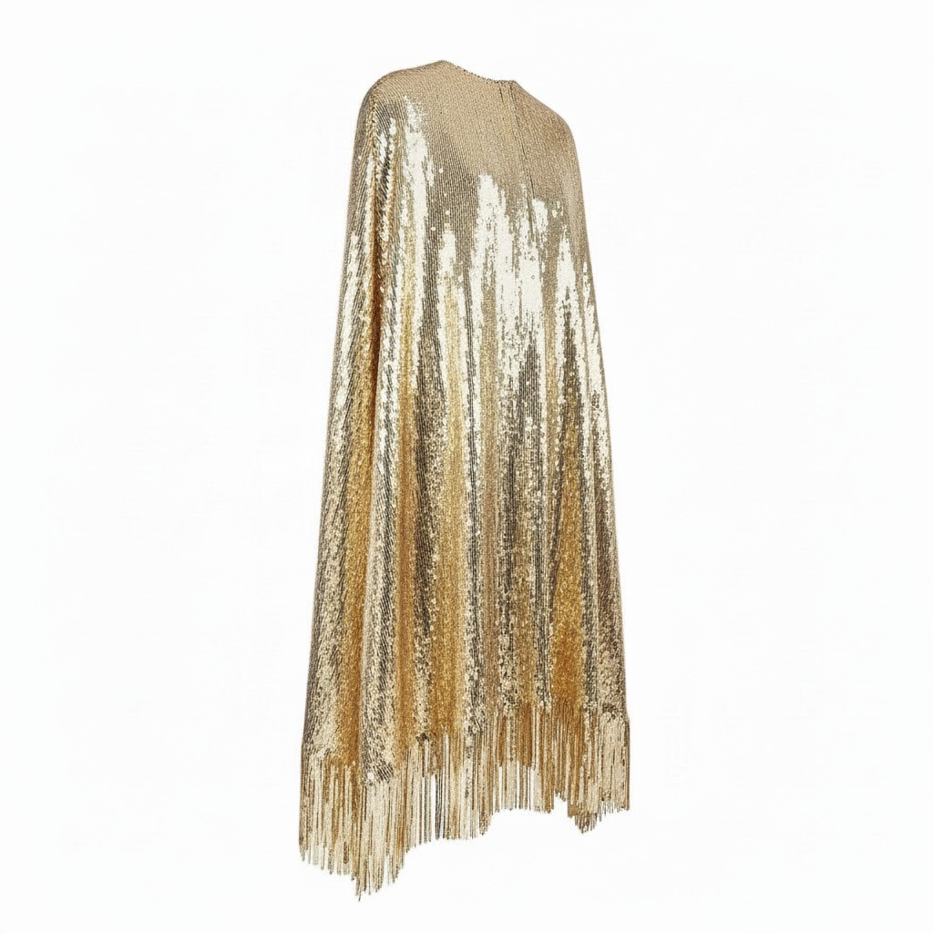 [WARRIOR MOTHER] Sequin fringe Maxi Cape